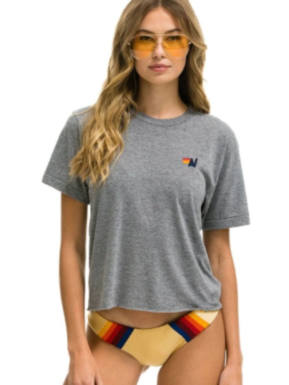 Aviator Nation Women's Heather Gray Basic Boyfriend Tee Sz XS
